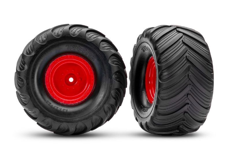 TRAXXAS Terra Groove Reifen auf Felge vo rot (2) / TRX3665-RED