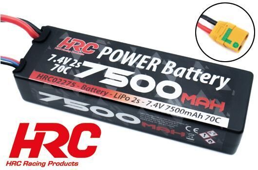 HRC Racing Akku LiPo 2S 7.4V 7500mAh 70C RC Car Hard Case XT90AS 138.5x46.5x25mm / HRC02275X9