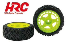 HRC Racing Reifen 1/10 Rally montiert Neongrün...
