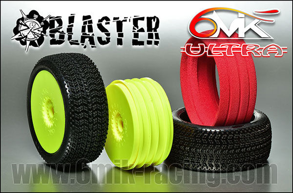 6MIK "Blaster" Tyres in Green compound + rims + Inserts (pair) / TKU9V