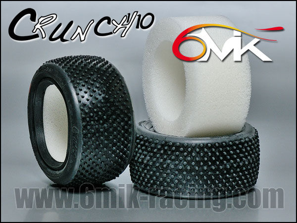 6MIK "CRUNCH" Rear Tyres in Red compound + foam inserts (pair) / TM102R