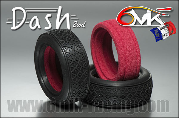 6MIK "DASH" 2wd Tyres in Pink compound + Ultra inserts (pair) / TI109CS