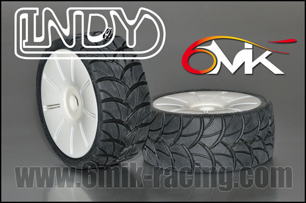 6MIK "Indy" Tyres glued on rims - compound rain 30° Shore (pair) / TD50030