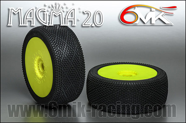 6MIK "Magma 2.0" Tyres glued on rims - Green compound (pair) / TU16V