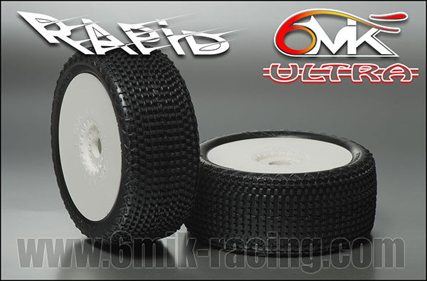 6MIK "Rapid" Tyres glued on rims - White compound (pair) / TU10W