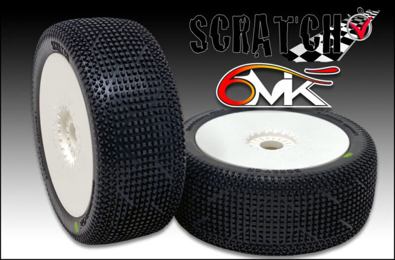 6MIK "Scratch" Tyres glued on rims - Green compound (pair) / TU17V