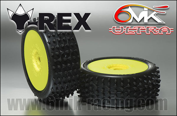 6MIK "T-Rex" Tyres glued on rims - Blue compound (pair) / TD3B