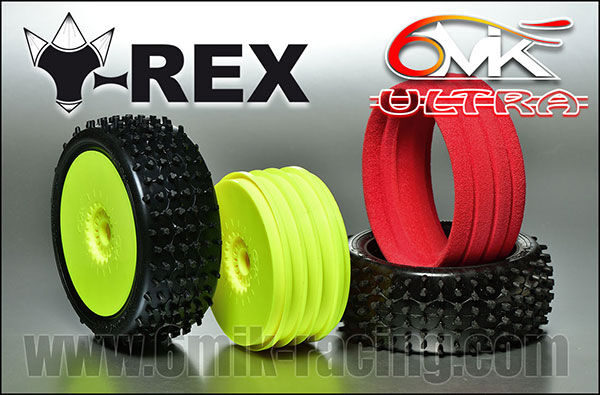 6MIK "T-Rex" Tyres in Blue compound + rims + Inserts (pair) / TK3B