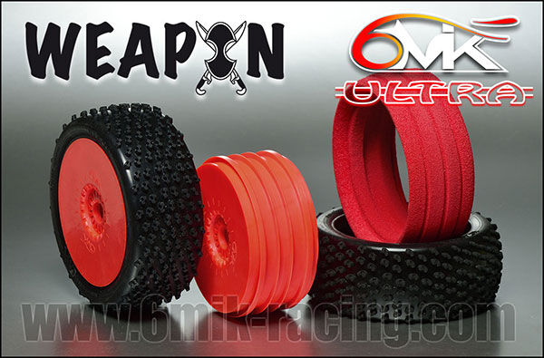 6MIK "Weapon" Tyres in 0/18 compound + rims + Inserts (pair) / TK10018