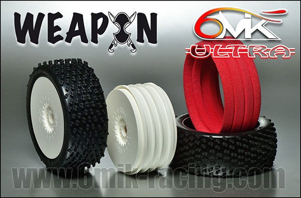 6MIK "Weapon" Tyres in Blue compound + rims + Inserts (pair) / TK1B