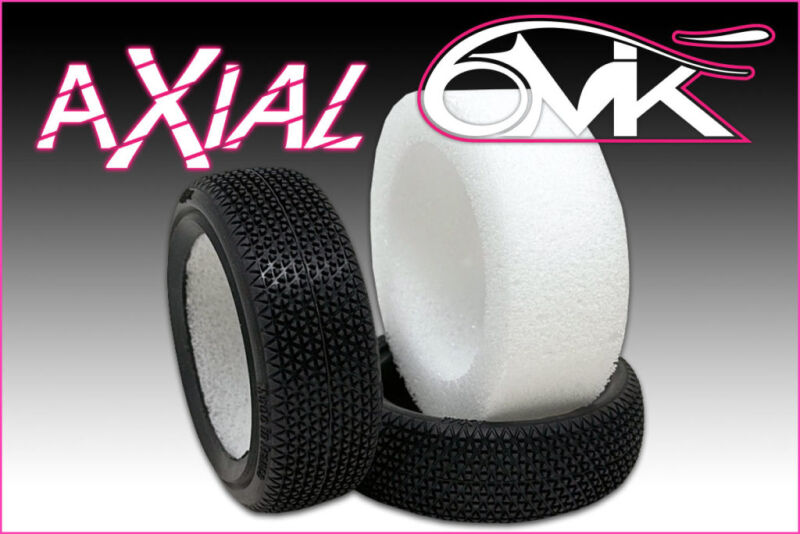 6MIK « AXIAL » Front 2wd Tyres - Green compound + foam inserts (pair) / TM113V