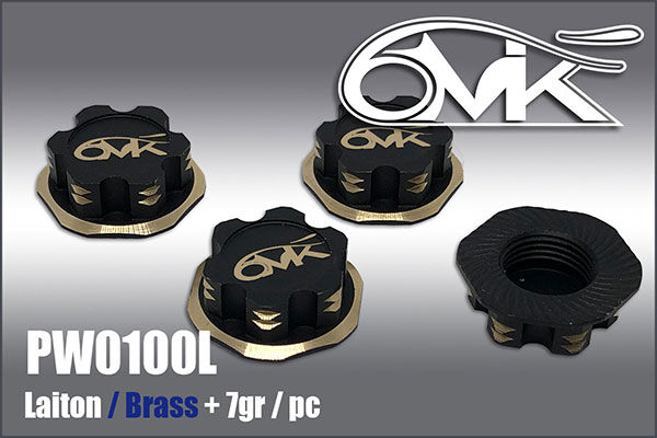 6MIK  Brass 1/8 Wheel Nut Black & Gold (4 pcs) / PW0100L*