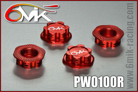 6MIK  serrated & locking 1/8 Wheel Nut 1.0mm Red (4)...