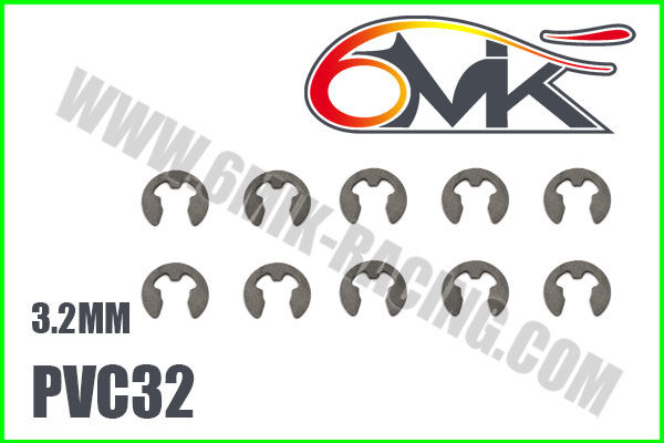 6MIK Stainless "E" Clips 3,2 mm (10 pcs) / PVC32