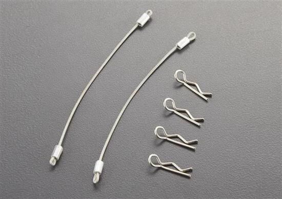 Killerbody Karosserieklammern (4 Stk.) mit Metallseil 120mm (2 Stk.) / KB48273