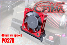 OPTIMA Universal motor fan - 40 mm - Red with support /...
