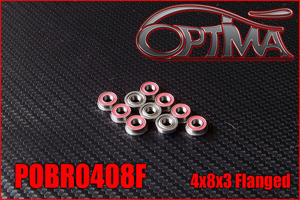 OPTIMA 4x8x3mm Flanged Ball Bearings (10 pcs) / POBR0408F*