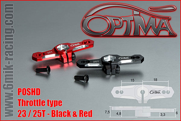 OPTIMA Throttle servo horn - 25T Black / POSHD25B*