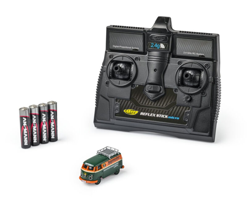 1:87  VW T1 Kastenwagen Jägermeister - Mini RC Auto, 2.4GHz Fernsteuerung, LED Beleuchtung, 2WD RWD, RTR, RC Auto Maßstab H0 / 500504180