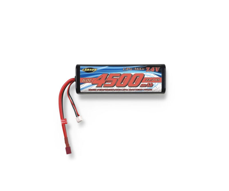 7,4V 4500mAh 60C LiPo Classic-Size T-Plug – 2S RC Akku für 1:10 Modelle, T-Plug (Deans), XHP Balancer, 134x45x24mm, 223g / 500608312