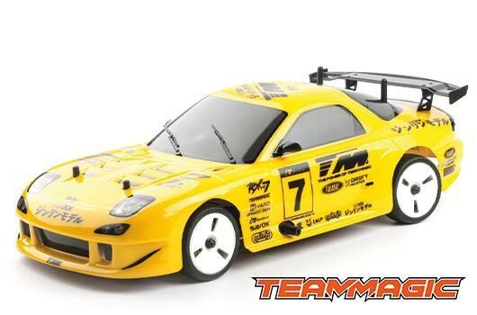 Team Magic Auto 1/10 Elektro Allradantrieb Drift RTR E4D-MF RX7 Gelb / TM503017-RX7JY