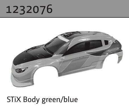 Absima STi-X Karosserie grün/blau (ohne Sticker) / 1232076