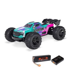 ARRMA MINI KRATON 3S DSC 1:16 4X4 Brushless Speed Monster Truck RTR, inkl. Akku & Ladegerät, türkis/pink / ARA2508ST2