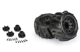 Pro-Line Dumont 2.8" Paddle-Reifen 1:10 Monster Truck montiert auf schwarzen Raid-Felgen mit wechselbarem 12mm Hex (2 Stück) für Traxxas Stampede 2WD und 4X4 / PRO1019310