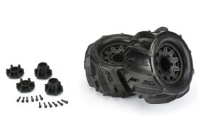 Pro-Line Dumont 2.8" Paddle-Reifen 1:10 Monster Truck montiert auf schwarzen Raid-Felgen mit wechselbarem 12mm Hex (2 Stück) für Traxxas Stampede 2WD und 4X4 / PRO1019310