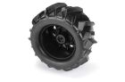 Pro-Line Dumont 2.8" Paddle-Reifen 1:10 Monster Truck montiert auf schwarzen Raid-Felgen mit wechselbarem 12mm Hex (2 Stück) für Traxxas Stampede 2WD und 4X4 / PRO1019310