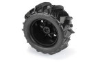 Pro-Line Dumont 2.8" Paddle-Reifen 1:10 Monster Truck montiert auf schwarzen Raid-Felgen mit wechselbarem 12mm Hex (2 Stück) für Traxxas Stampede 2WD und 4X4 / PRO1019310