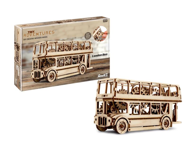 Revell Tiny Adventures London Bus Funktionsmodell 1:40 aus Holz zum Zusammenbauen / 618