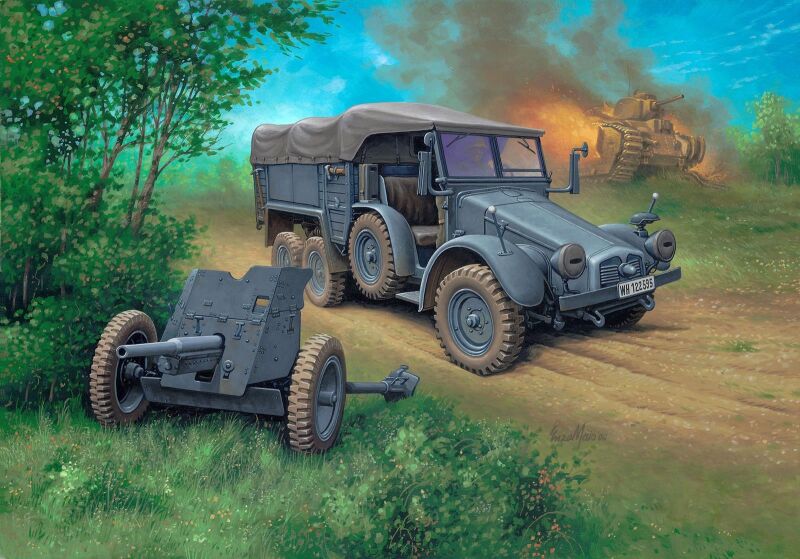 Revell Krupp Protze Kfz 69 mit 3,7 cm Pak Modellbausatz 1:76 / 3344