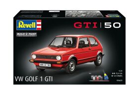 Revell Geschenkset "50 Jahre VW Golf 1 GTi" 1:24 Modellbausatz mit Basiszubehör / 5623