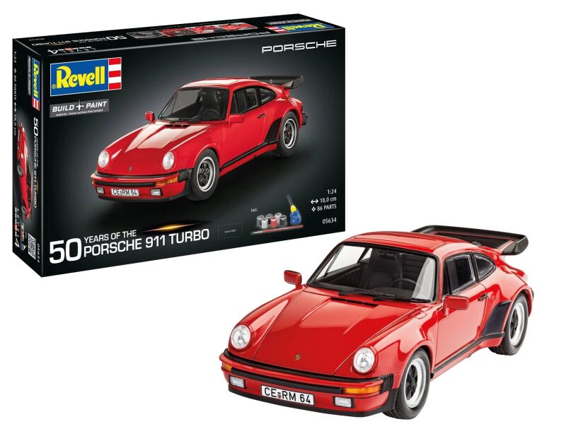 Revell Geschenkset "50 Years of the Porsche 911 Turbo" 1:24 Modellbausatz mit Basiszubehör / 5634