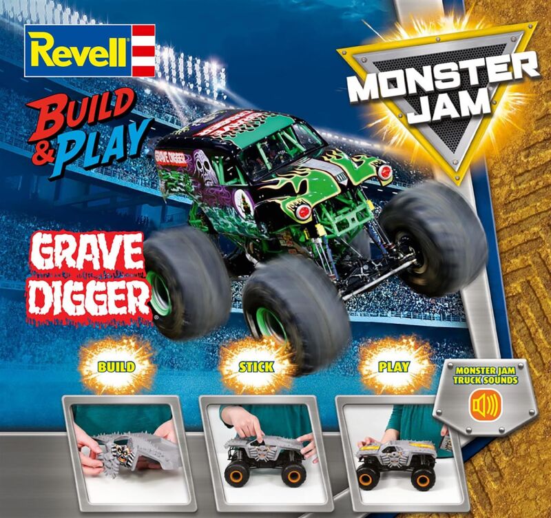 Revell Build & Play Monster Jam Grave Digger Bausatz zum Zusammenstecken, mehrfarbig / 6560