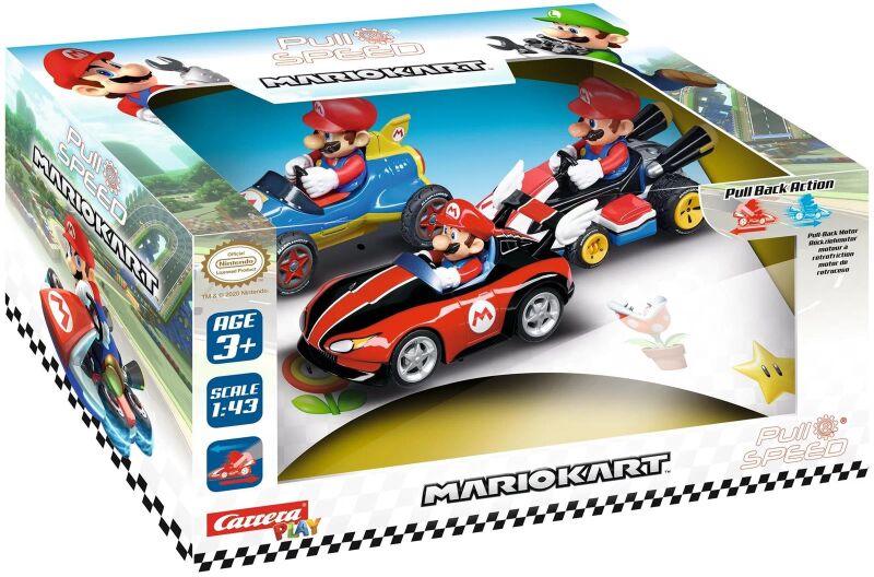 Carrera Pull & Speed Mario Kart(TM) - Mario 3Pack Auto mit Rückziehmotor / 15813016