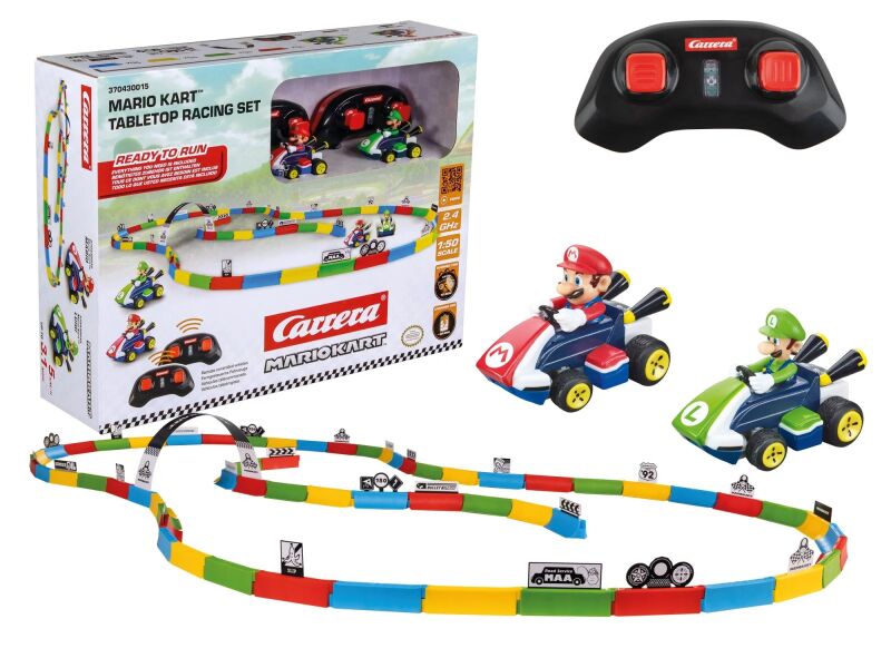 Carrera RC Mario Kart Tabletop Racing Set Mario & Luigi 1:43 2,4 GHz Ferngesteuerte Autos RTR / 370430015