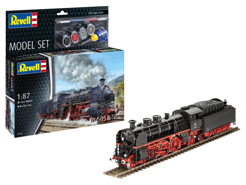 Revell Model Set Schnellzuglokomotive BR 18 505 mit Tender Modellbausatz 1:87 / 62167