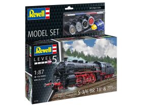 Revell Model Set Schnellzuglokomotive S 3/6 BR 18(5) mit Tender Modellbausatz / 62168