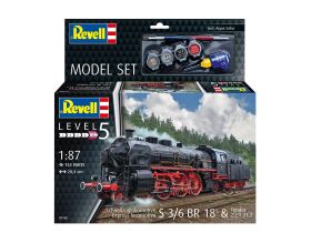 Revell Model Set Schnellzuglokomotive S 3/6 BR 18(5) mit Tender Modellbausatz / 62168