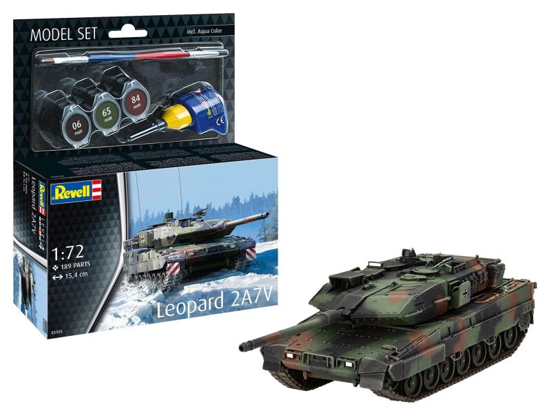 Revell Model Set Leopard 2 A7V Modellbausatz mit Basiszubehör / 63355