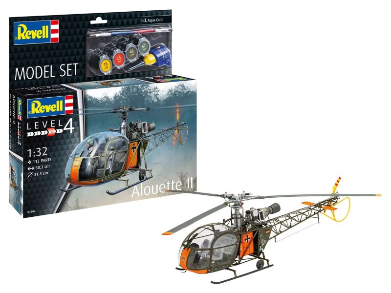 Revell Model Set Alouette II Modellbausatz mit Basiszubehör / 63804