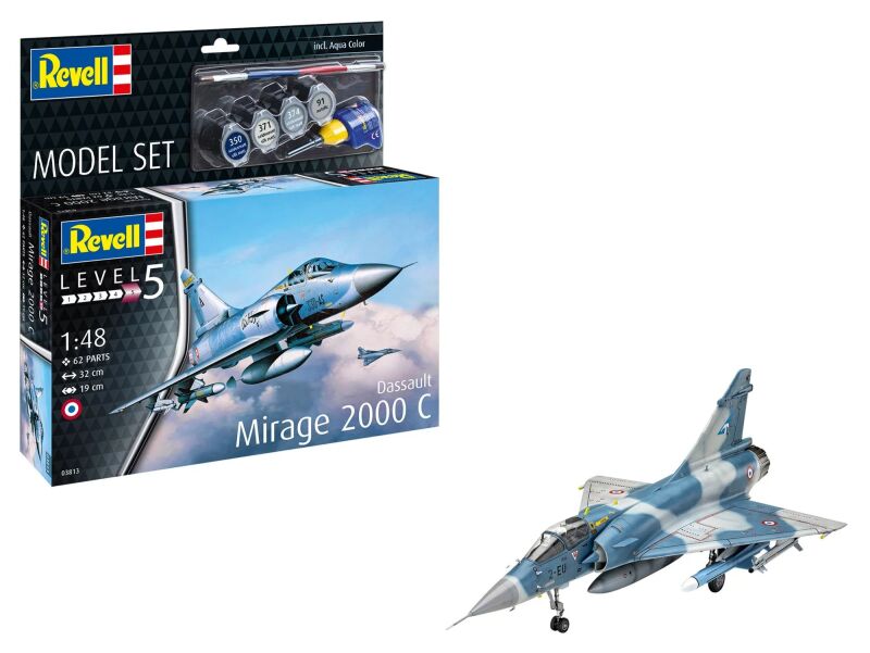 Revell Model Set Dassault Mirage 2000C Modellbausatz mit Basiszubehör / 63813