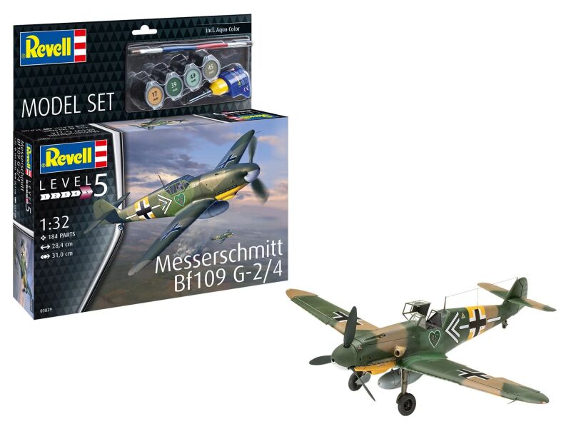 Revell Model Set Messerschmitt Bf109 G-2/4 Modellbausatz mit Basiszubehör / 63829