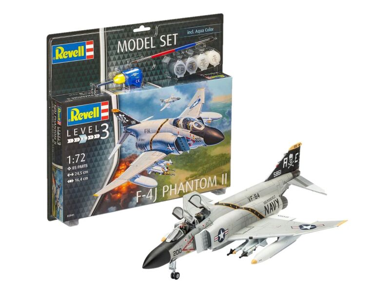 Revell Model Set F-4J Phantom II Modellbausatz mit Basiszubehör / 63941