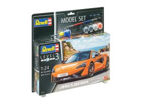 Revell Model Set McLaren 570S 1:24 Modellbausatz inkl. Farben, Kleber & Pinsel / 67051