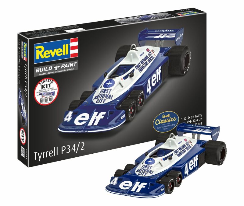 Revell Starter Kit Tyrrell P34/2 6-Wheeler 1:32 Modellbausatz mit Basiszubehör / 77741