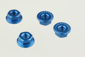 Alu Radmuttern M4 geriffelt blau (4) / CR035