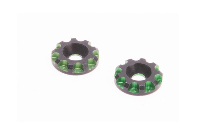 Aluminium Wing Washers 11.5mm - Black/Green (pr) / MK5961BGR